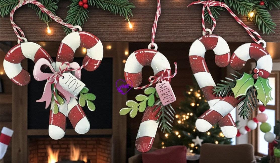 Layered Candy Cane Christmas Ornaments