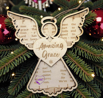 Angel Hymn Ornament Set – 6 Laser-Cut Music Sheet Angels