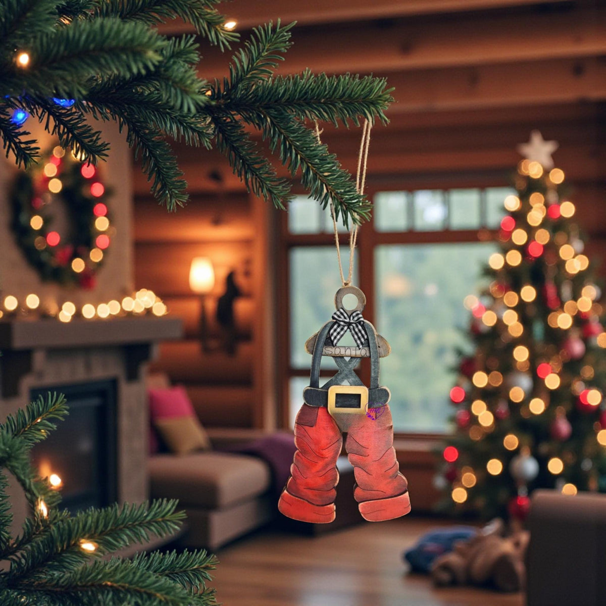 Santa's Overalls Christmas Ornament – Whimsical Holiday Decor