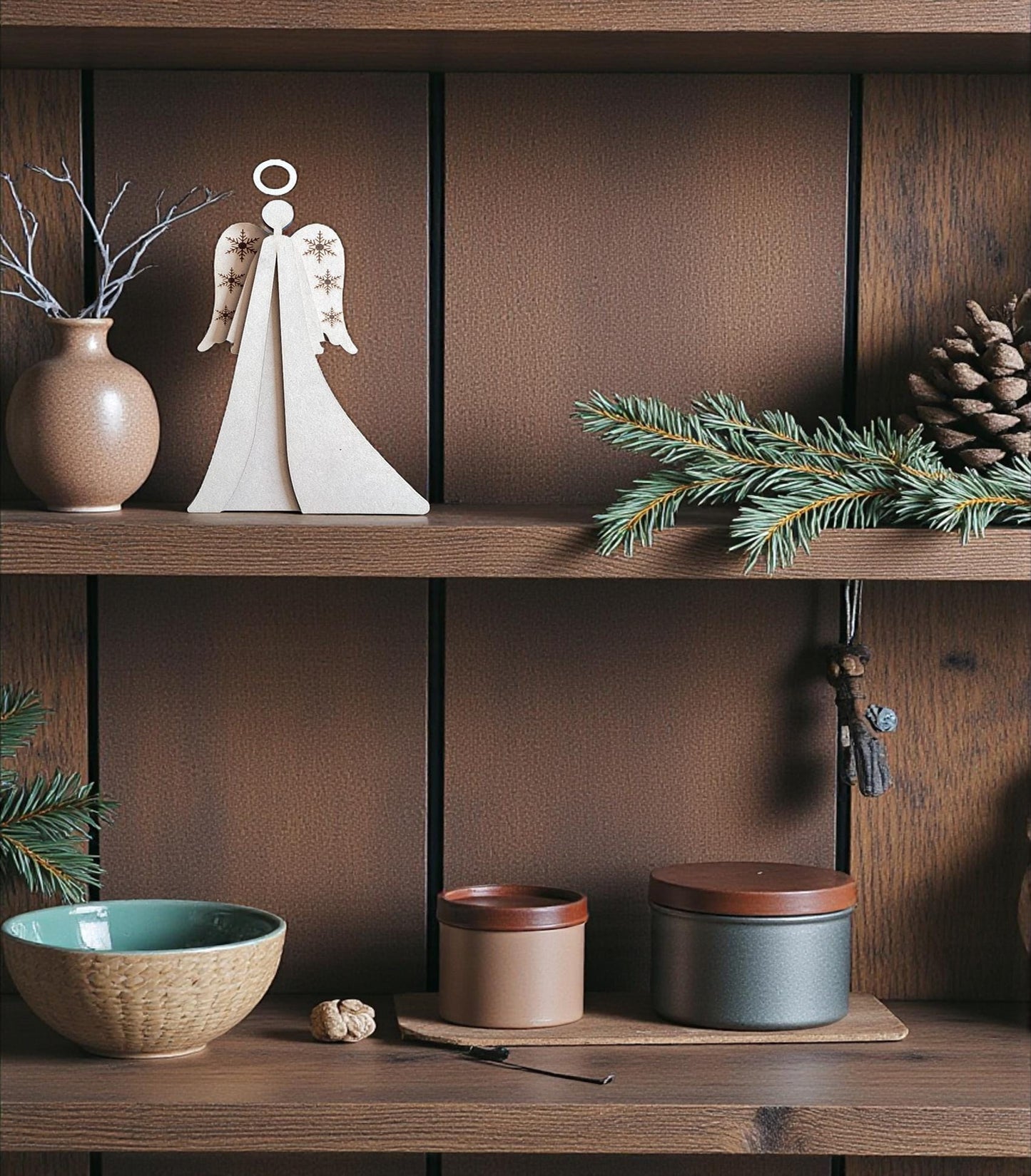 Unfinished MDF Standing Angel: Snowflake Wings, DIY Christmas Decor