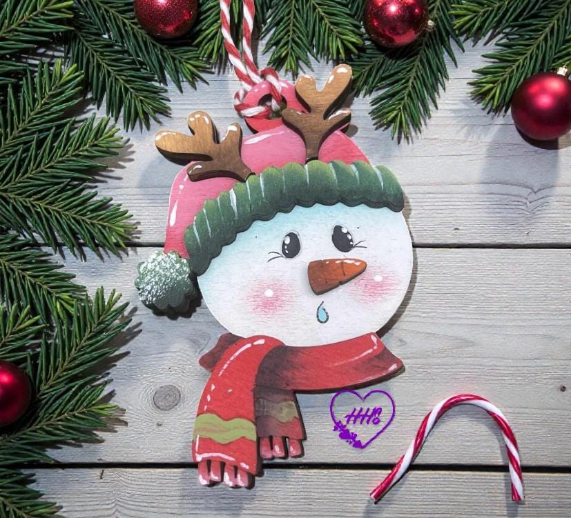 Whimsical Snowman Ornament Set – Layered Christmas Characters