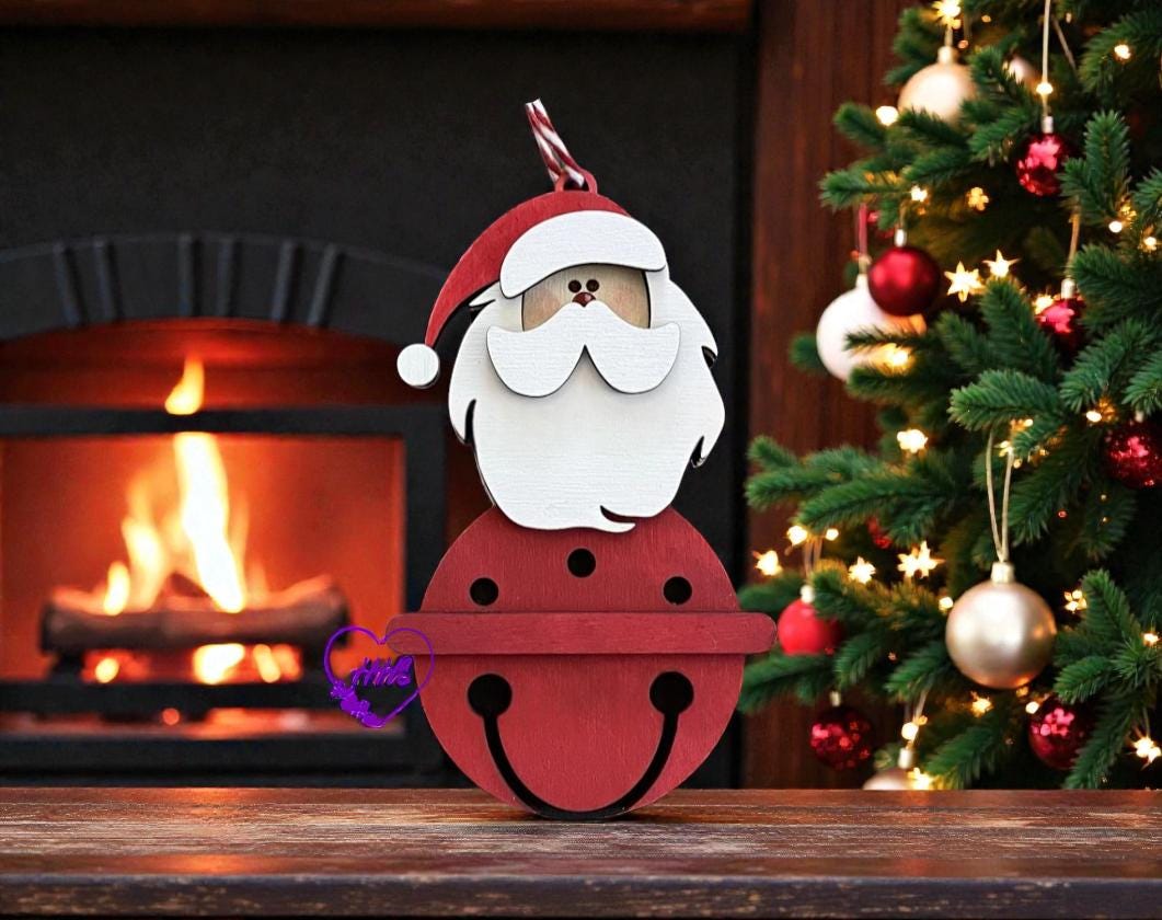 Character Bell Christmas Ornament Set – Layered Reindeer, Santa & Snowman