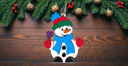 Cute Snowman Christmas Ornament Set – Layered Holiday Trio Ornaments