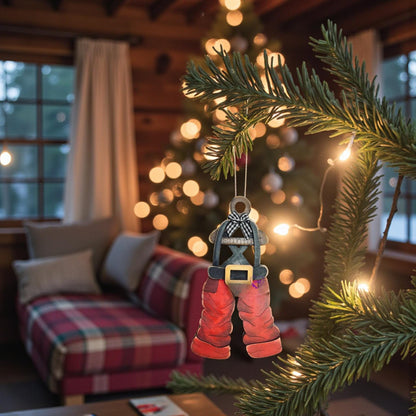 Santa's Overalls Christmas Ornament – Whimsical Holiday Decor
