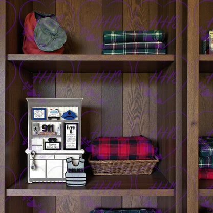 Unfinished MDF Police Hutch Decor | Law Enforcement Shelf Sitter | DIY Honor & Service Display