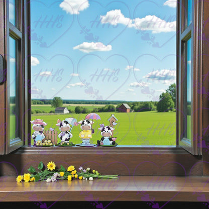 Unfinished Spring Dairy Cows Decor Set | DIY MDF Craft Kit