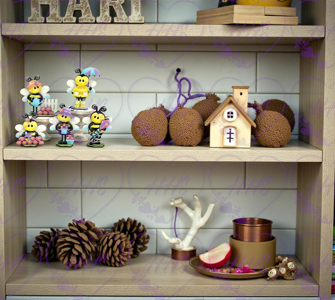 Unfinished MDF Spring Bee Shelf Sitters – DIY Decor