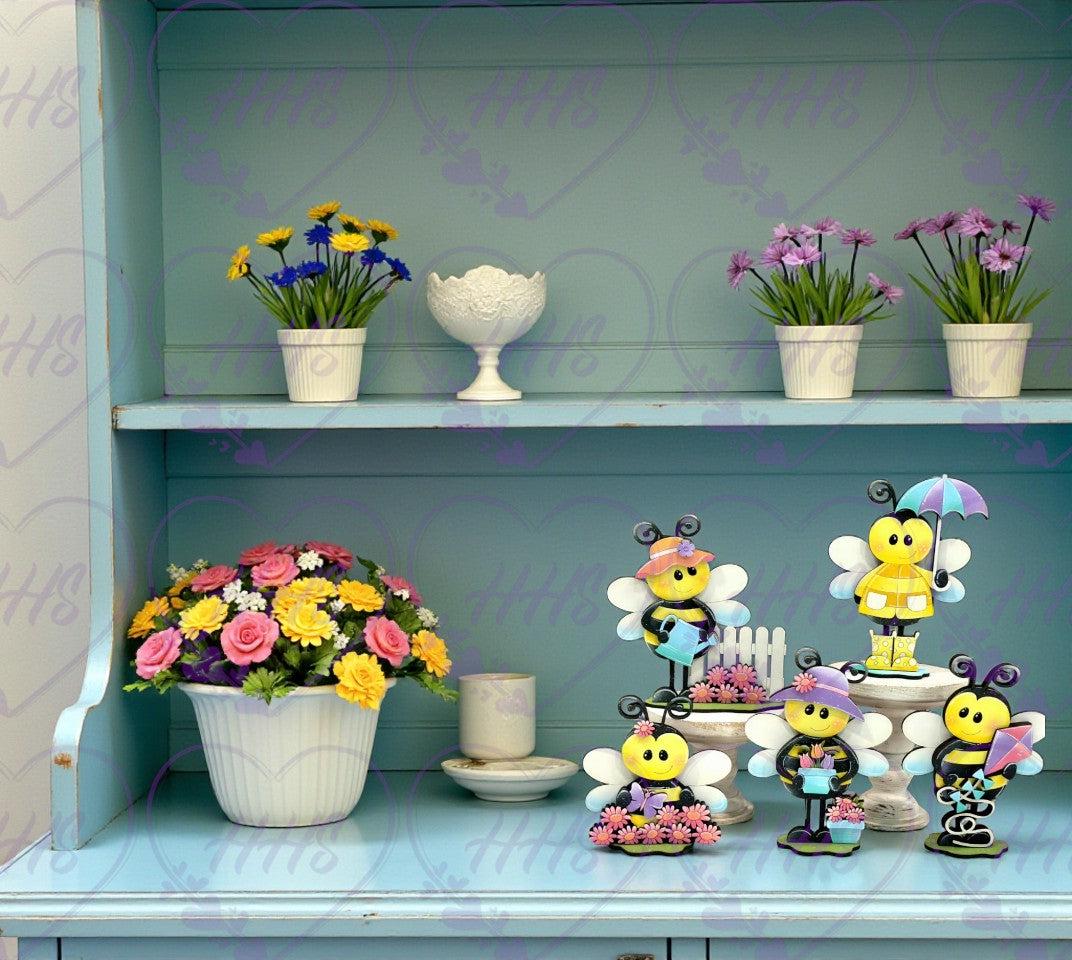 Unfinished MDF Spring Bee Shelf Sitters – DIY Decor