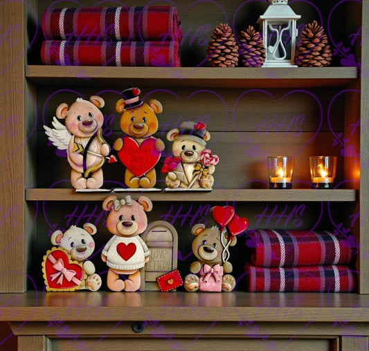 Unfinished Valentine Bear DIY Blank Set – Paint Your Own MDF Craft Kit