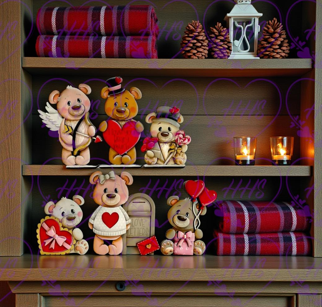 Unfinished MDF Valentine Bear DIY Wood Cutouts, Love Bear Craft Kit, Valentine’s Day Wood Decor, Paint Your Own Bears, Valentine Craft