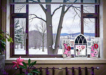 Unfinished MDF Valentine Window Insert, DIY Wood Cutout Insert Only, Paint Your Own Valentine Decor, Window Shutter Base Insert