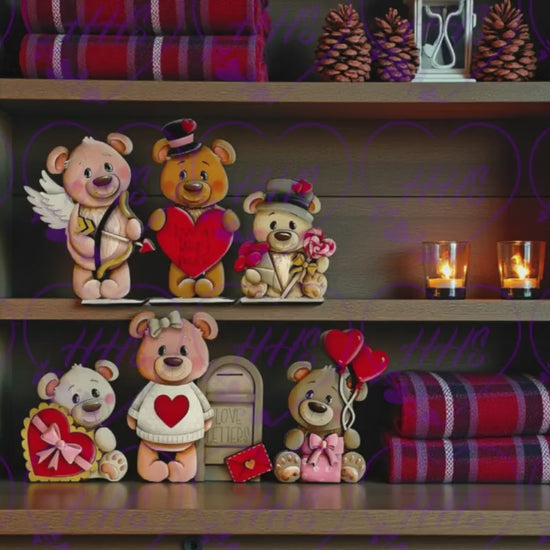 Valentine Bear Wood Cutouts, Love Teddy Bear Craft Kit, Paint Your Own Decor