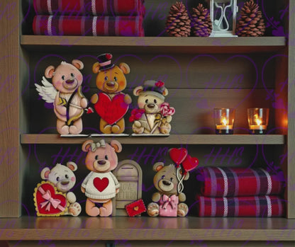 Valentine Bear Wood Cutouts, Love Teddy Bear Craft Kit, Paint Your Own Decor