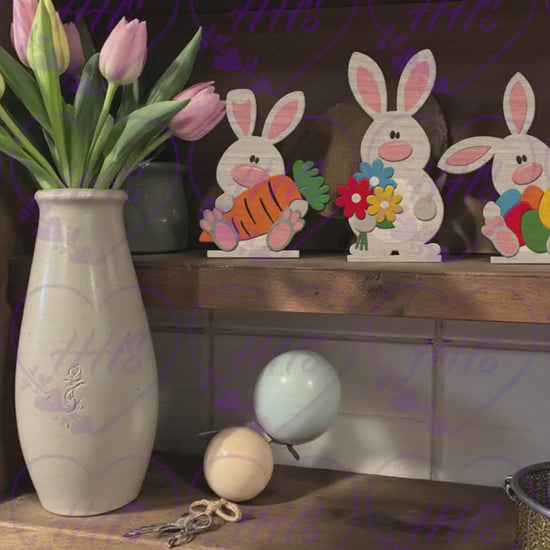 Unfinished Easter Bunny Wood Cutouts Set, DIY Spring Decor, Paint Your Own MDF Bunny