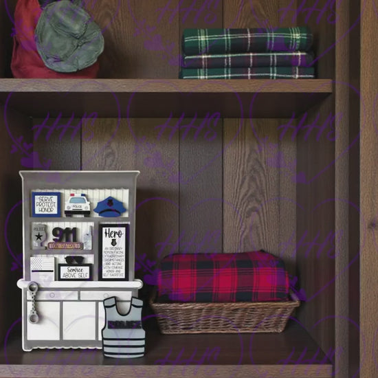 Unfinished MDF Police Hutch Decor | Law Enforcement Shelf Sitter | DIY Honor & Service Display
